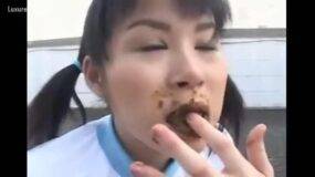 japanese girl eats shit