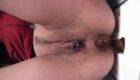 Hairy hot milf poops
